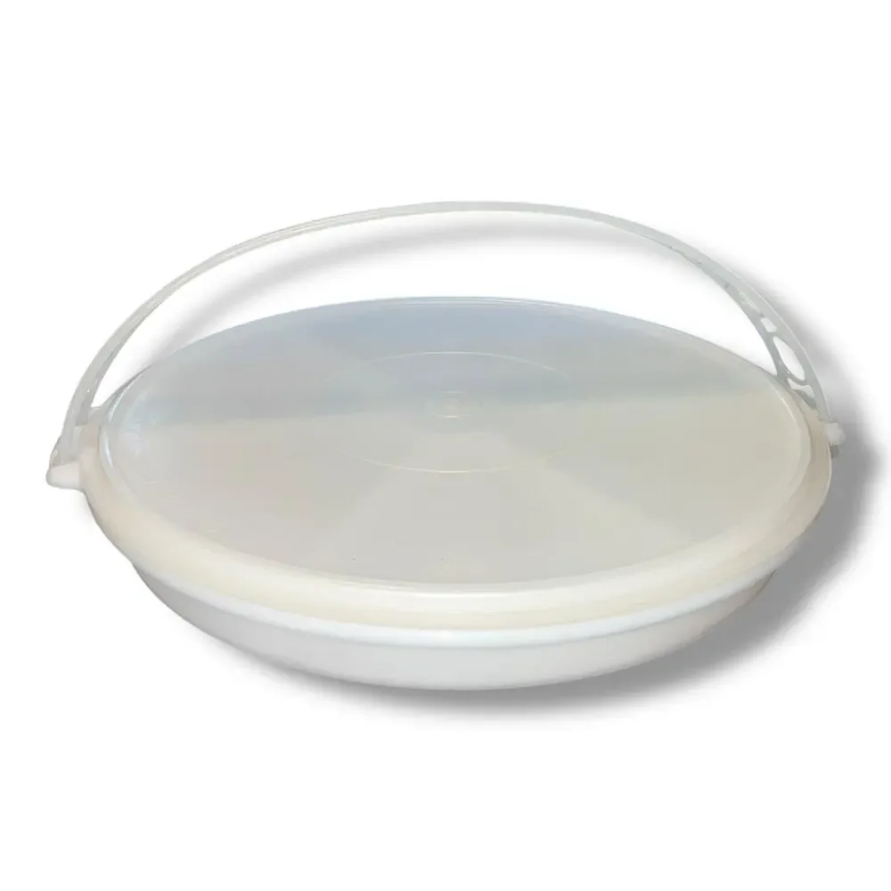 Tupperware Party Susan Divided Serving Tray 405 Lid 224 Handle Off White Vintage
